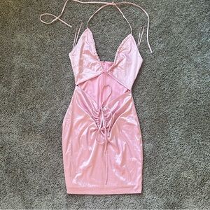 Chic Pink Satin Mini Dress